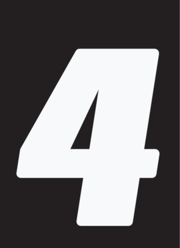 Hardline Dirt Digits 3pk 7 in. - High Gloss Number 4 - White Stickers/Decals/Banners Hardline