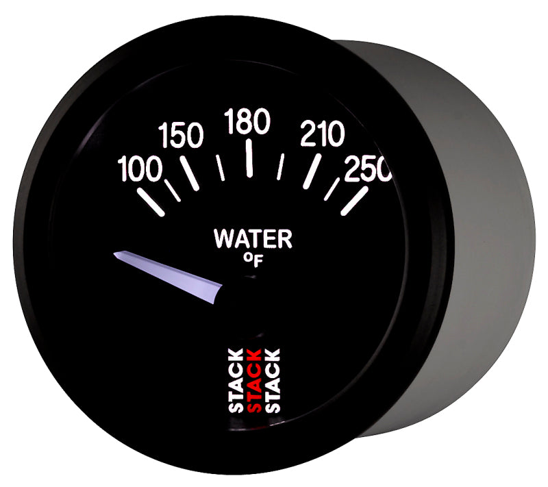 Autometer Stack 52mm 100-250 Deg F 1/8in NPTF Electric Water Temp Gauge - Black Gauges AutoMeter