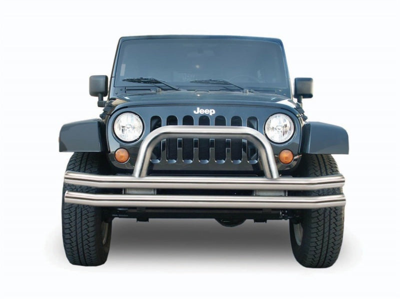 Rampage 1976-1983 Jeep CJ5 Double Tube Bumper Front - Stainless Bumpers - Steel Rampage