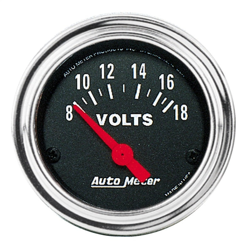 Autometer Traditional Chrome 52mm 8-18 Volts Short Sweep Electricall Voltmeter Gauges AutoMeter