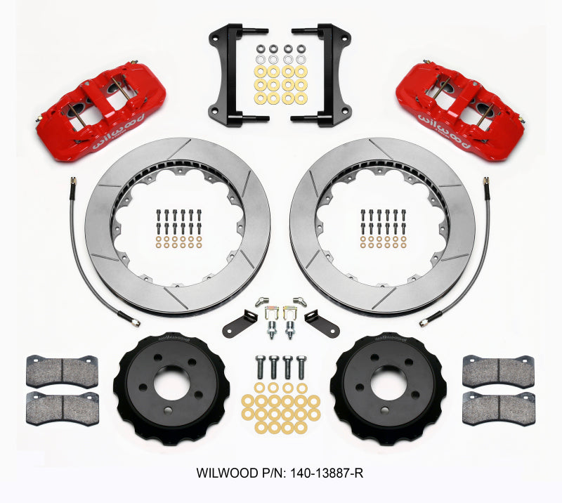Wilwood AERO6 Front Hat Kit 15.00 Red 15-23 Mustang w/Lines Big Brake Kits Wilwood