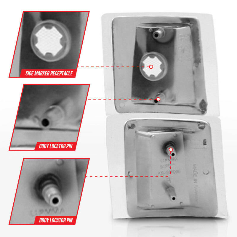 ANZO 1994-1998 Chevrolet Blazer Corner Lights Clear Lens w/ Amber Reflector Lights Corner ANZO