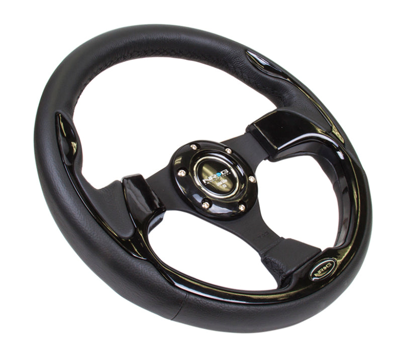 NRG Reinforced Steering Wheel (320mm) Blk w/Gloss Black Trim Steering Wheels NRG
