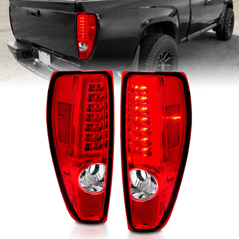 ANZO 2004-2012 Chevrolet Colorado/ GMC Canyon LED Tail Lights w/ Light Bar Chrome Housing Red/Clear Tail Lights ANZO