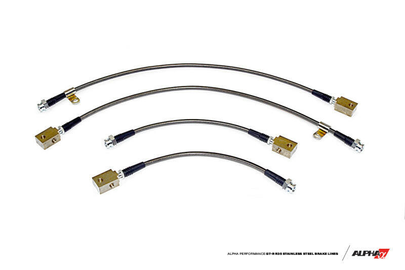 AMS Performance 2009+ Nissan GT-R R35 Alpha Short Route Style Stainless Steel Brake Lines Brake Line Kits AMS