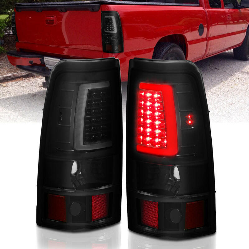 ANZO 2003-2006 Chevy Silverado 1500 LED Taillights Plank Style Black w/Smoke Lens Tail Lights ANZO