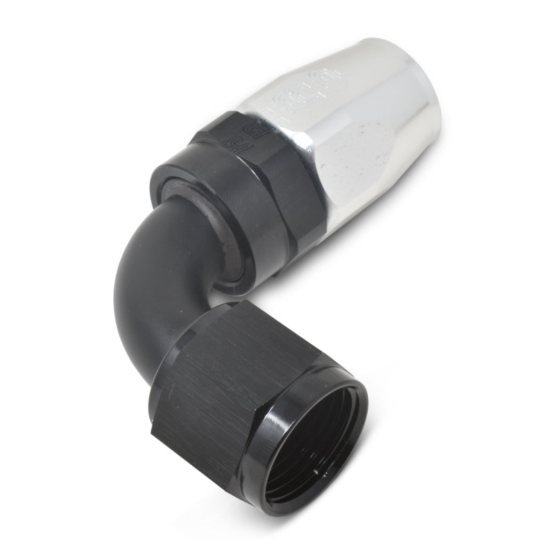 Russell Performance -12 AN Black/Silver 90 Degree Full Flow Hose End Fittings Russell