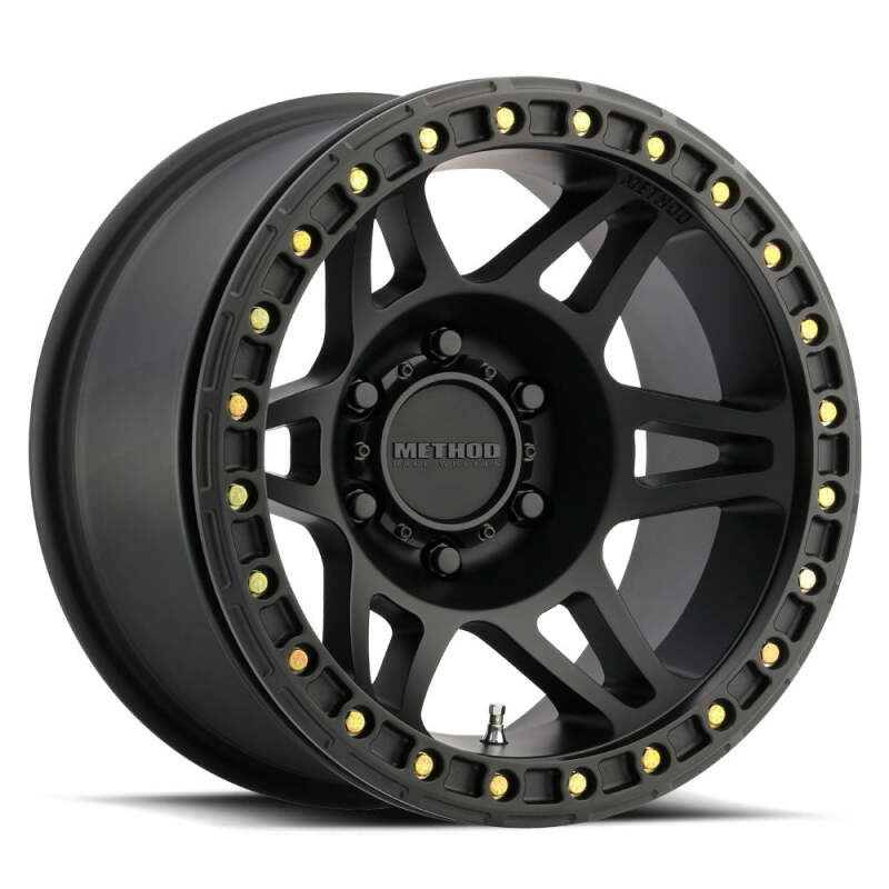 Method MR106 Beadlock 17x9 -44mm Offset 8x6.5 130.81mm CB Matte Black w/BH-H36125 Wheel Wheels - Cast Method Wheels