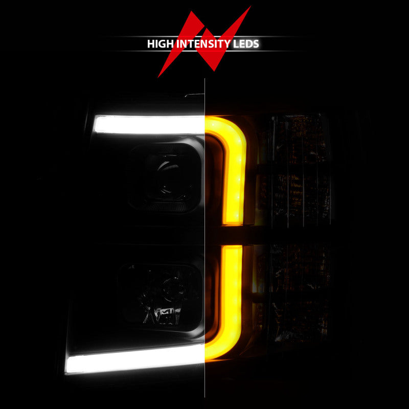 ANZO 2007-2013 Chevrolet Silverado 1500 Projector w/ Light Bar Black Housing w/ Sequential Headlights ANZO