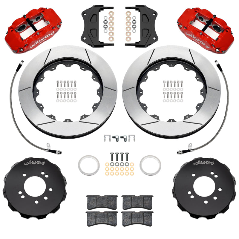 Wilwood 99-02 Nissan Skyline Superlite 6R Front BBK w/ 14in Slotted Rotors & Flexlines - Red Big Brake Kits Wilwood