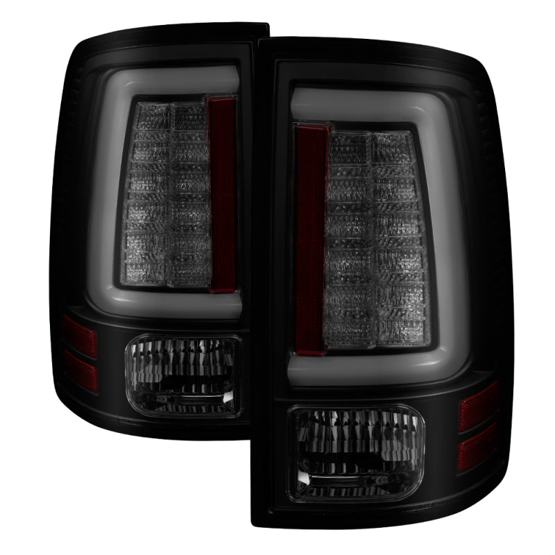 Spyder 13-14 Dodge Ram 1500 Light Bar LED Tail Lights - Black Smoke ALT-YD-DRAM13V2-LED-BSM Tail Lights SPYDER
