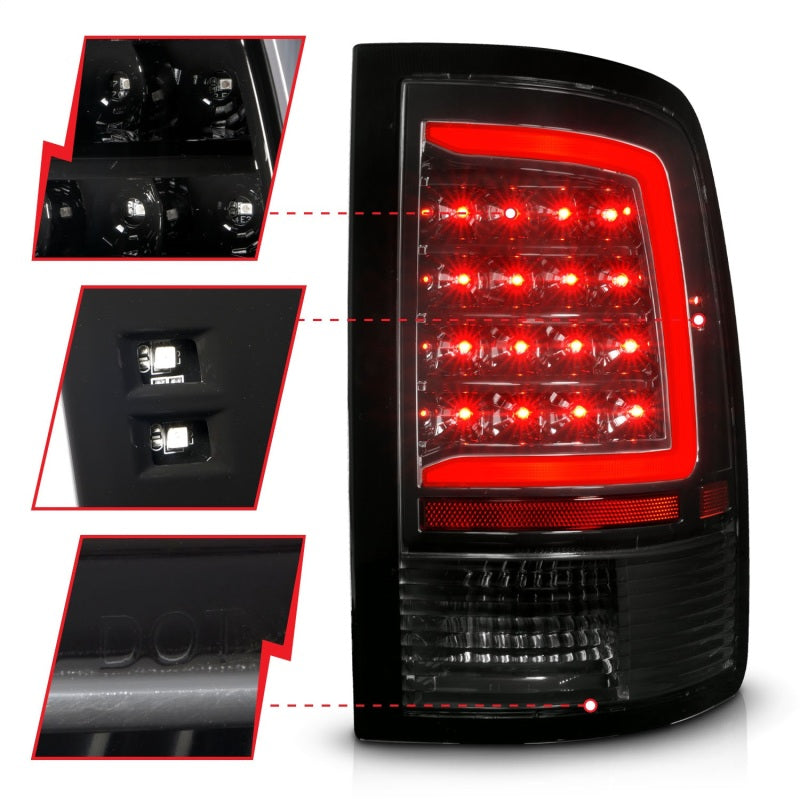 ANZO 09-18 Dodge Ram 1500 Full LED Taillights w/ Sequential Black Housing/Clear Lens Tail Lights ANZO