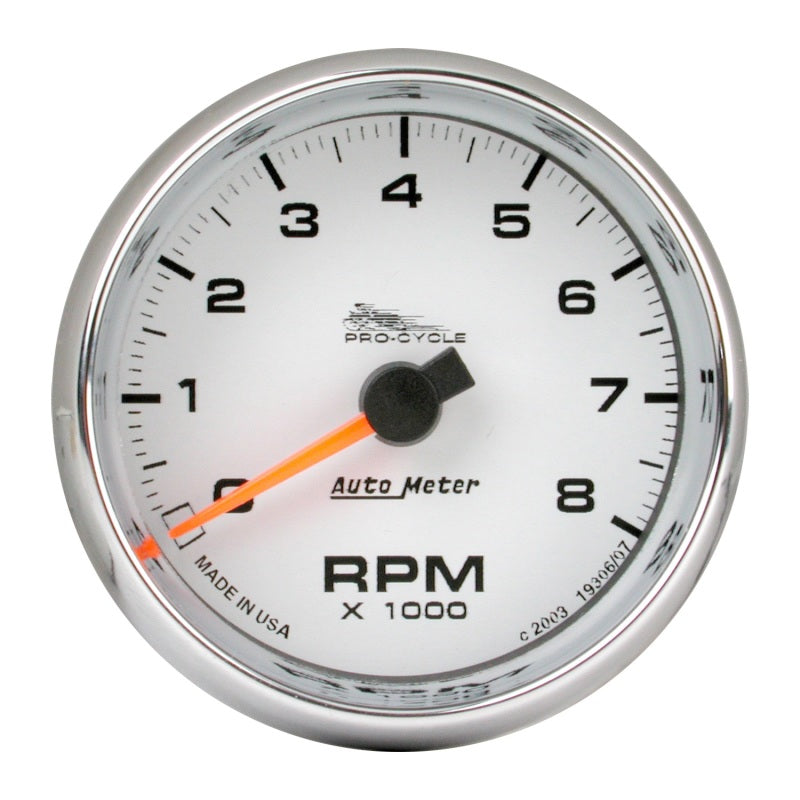 Autometer Pro-Cycle Gauge Tach 2 5/8in 8K Rpm 2&4 Cylinder White Gauges AutoMeter