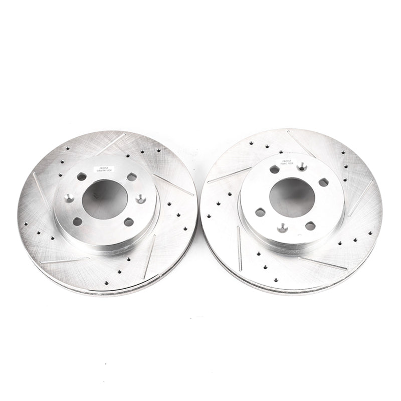 Power Stop 06-11 Hyundai Accent Front Evolution Drilled & Slotted Rotors - Pair Brake Rotors - Slot & Drilled PowerStop