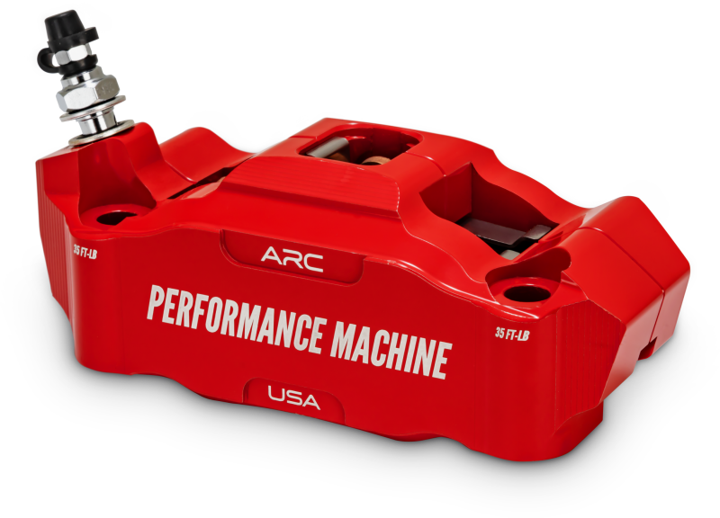 Performance Machine 125 x 4 Race Series Radial Mount Caliper with ARC - Left - Red Brake Calipers - Perf Performance Machine