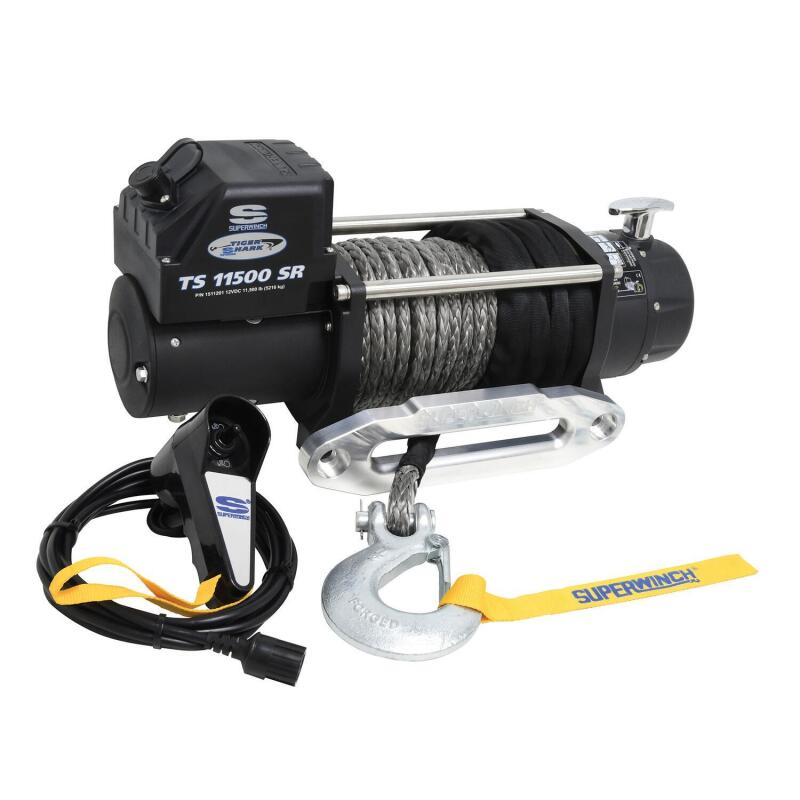 Superwinch 11500 LBS 12V DC 3/8in x 80ft Synthetic Rope Tiger Shark 11500 Winch Winches Superwinch