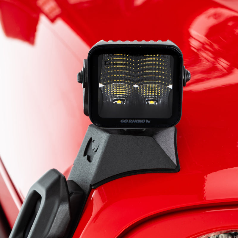 Go Rhino Xplor Blackout Series Cube LED Flood Light Kit (Surface/Threaded Stud Mnt) 3x3 - Blk (Pair) Light Bars & Cubes Go Rhino