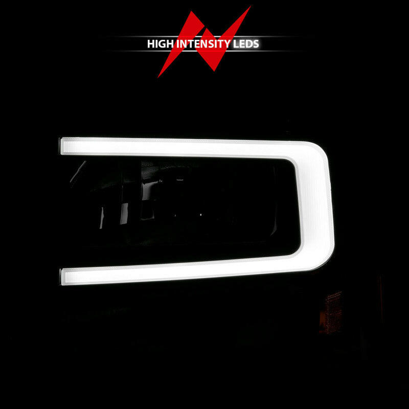 ANZO 99-04 Ford F250/F350/F450/Excursion (excl. 99) Crystal Headlights - w/ Light Bar Black Housing Headlights ANZO