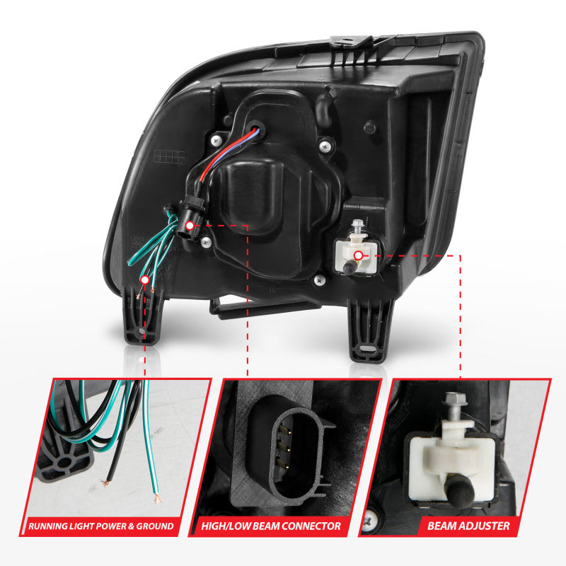 ANZO 05-09 Ford Mustang (w/Factory Halogen HL Only) Projector Headlights w/Light Bar Black Housing Headlights ANZO