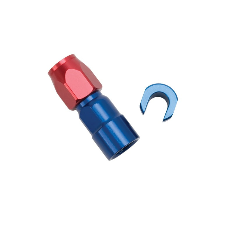 Russell Performance 5/16in SAE Quick Disc Female to -6 Hose Red/Blue Straight Degree Hose End Fittings Russell