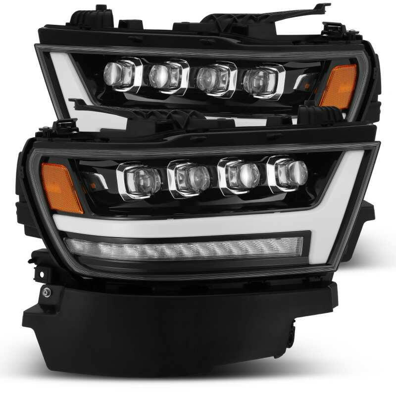 AlphaRex 19-20 Ram 1500HD NOVA LED Proj Headlights Plank Style Gloss Blk w/Activ Lght/Seq Signal/DRL Headlights AlphaRex