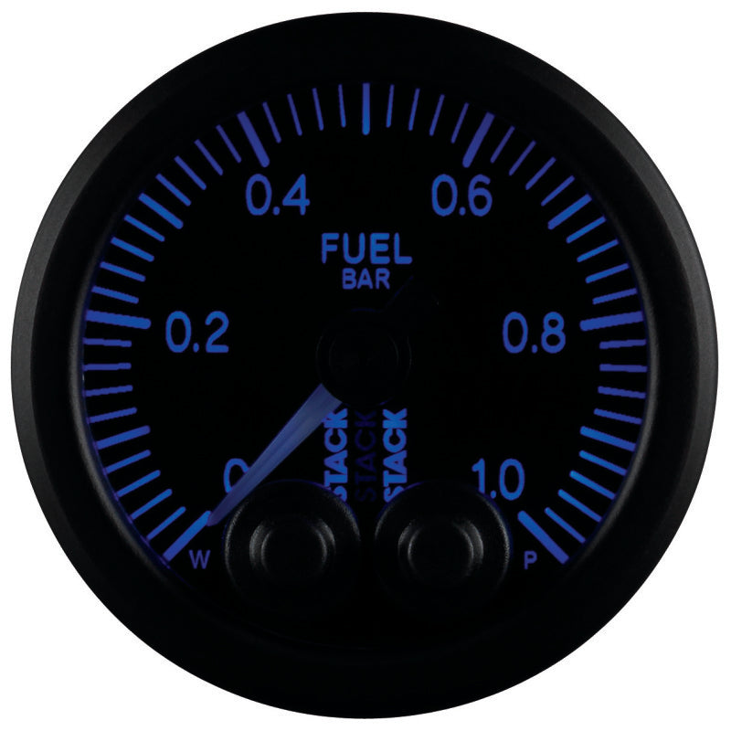 Autometer Stack 52mm 0-1 Bar M10 Male Pro-Control Fuel Pressure Gauge - Black Gauges AutoMeter