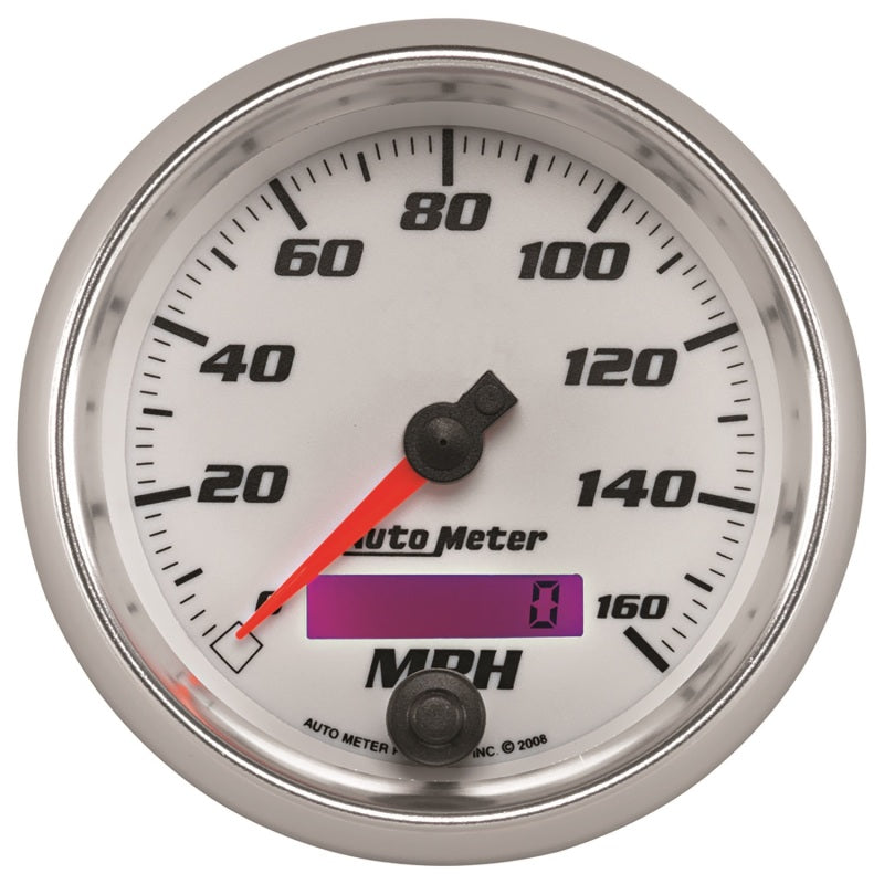 Autometer Pro-Cycle Gauge Speedometer 3 3/8in 160Mph Elec. Programmable White Gauges AutoMeter