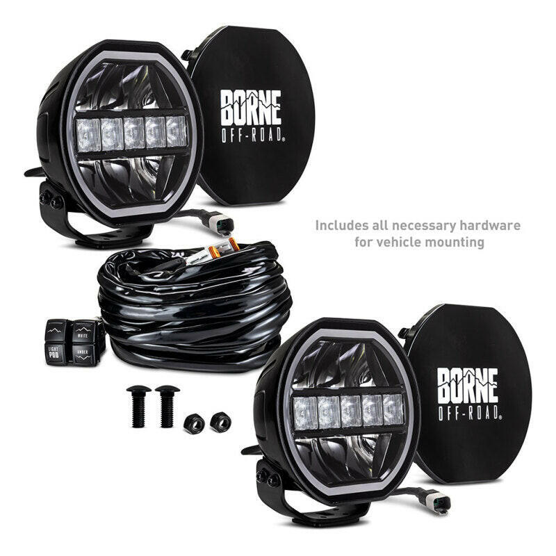 Borne Off-Road Light (Kit of 2) 7in Round Light Bars & Cubes Borne Off-Road