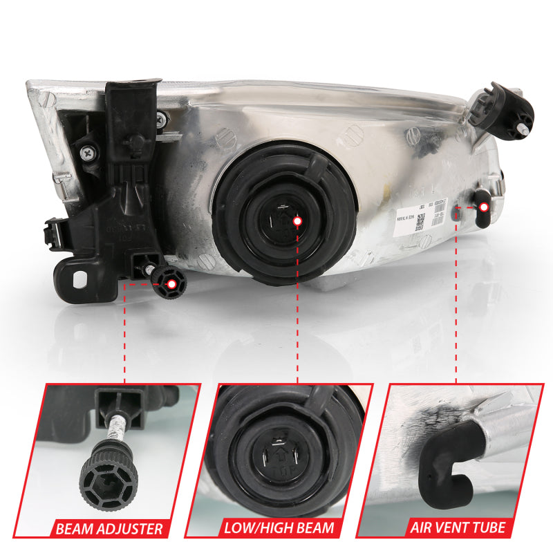 ANZO 1997-1999 Toyota Camry Crystal Headlight Chrome Amber(OE) Headlights ANZO