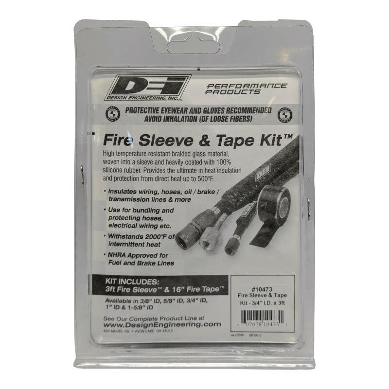 DEI Fire Sleeve and Tape Kit 3/4in I.D. x 3ft Thermal Sleeves DEI