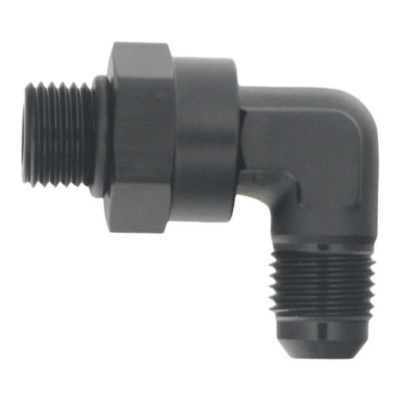 DeatschWerks 6AN ORB Male Swivel to 90-Degree 6AN Male Flare - Anodized Matte Black Fittings DeatschWerks