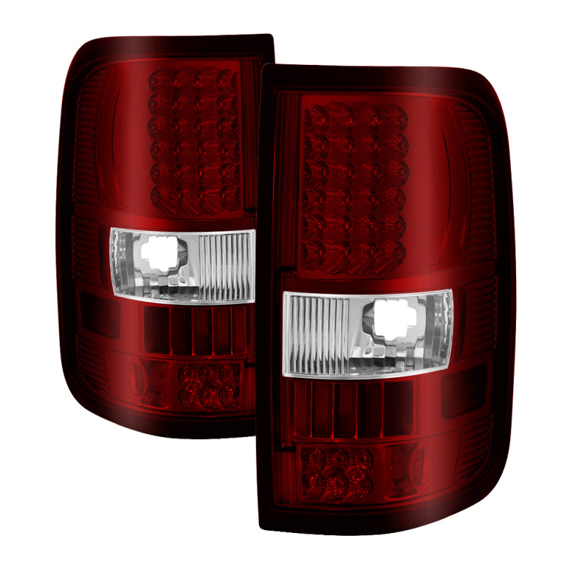 xTune Ford F150 Styleside 04-08 LED Tail Lights Red Clear ALT-ON-FF15004-LED-RC Tail Lights SPYDER