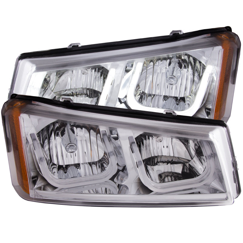 ANZO 2003-2006 Chevrolet Silverado 1500 Projector Headlights w/ U-Bar Chrome Headlights ANZO