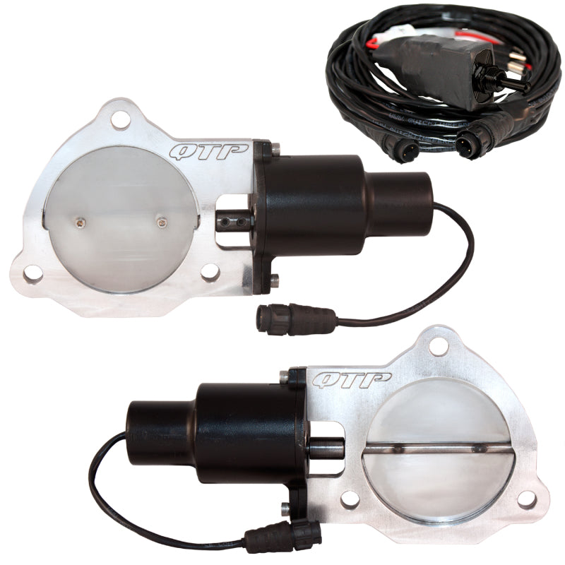 QTP 3.5in Bolt-On QTEC Dual Electric Cutout Valves - Pair Exhaust Cutouts QTP
