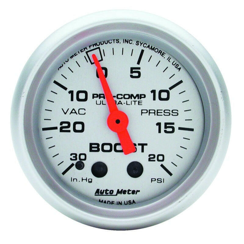 Autometer Ultra-Lite 52mm 20 PSI Mechanical Boost Gauge Gauges AutoMeter