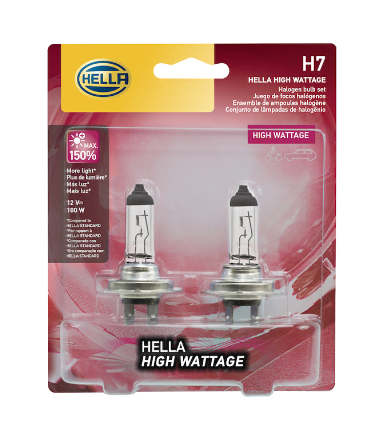 Hella High Wattage Bulb H7 12V 100W PX26d T4.6 (Pair) Bulbs Hella