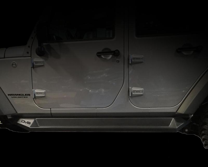 DV8 Offroad 07-18 Jeep Wrangler JK Plated Steel Rock Slider Steps - Matte Black (4 Door Only) Side Steps DV8 Offroad
