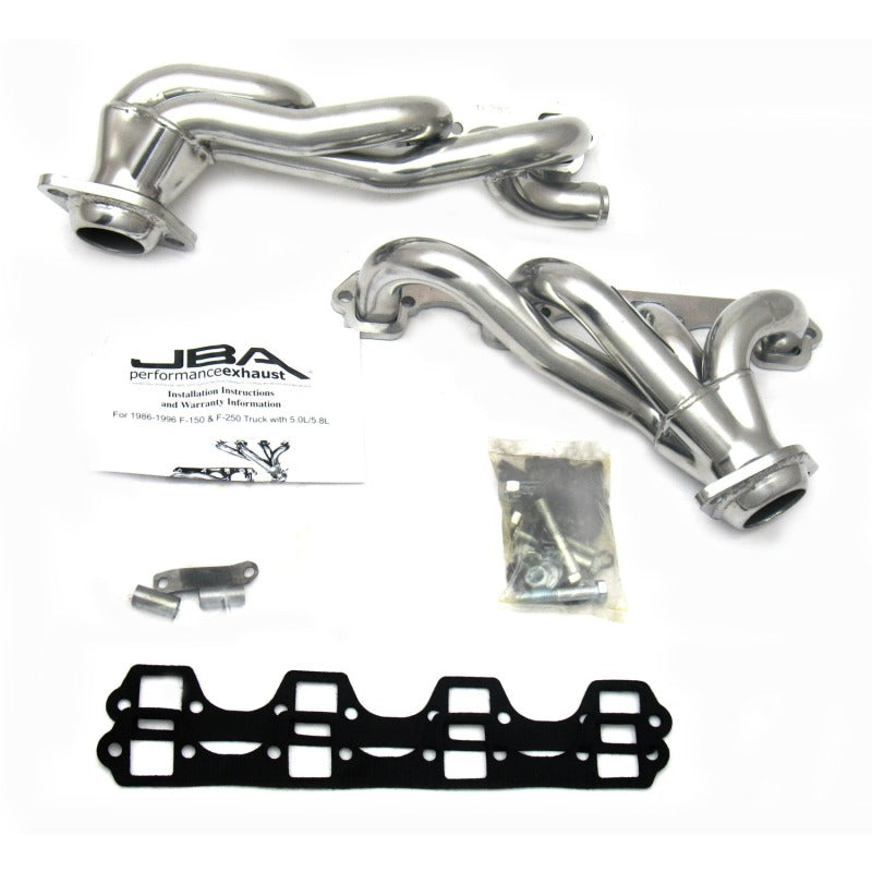 JBA 87-96 Ford F-150 5.8L SBF 1-5/8in Primary Silver Ctd Cat4Ward Header Headers & Manifolds JBA