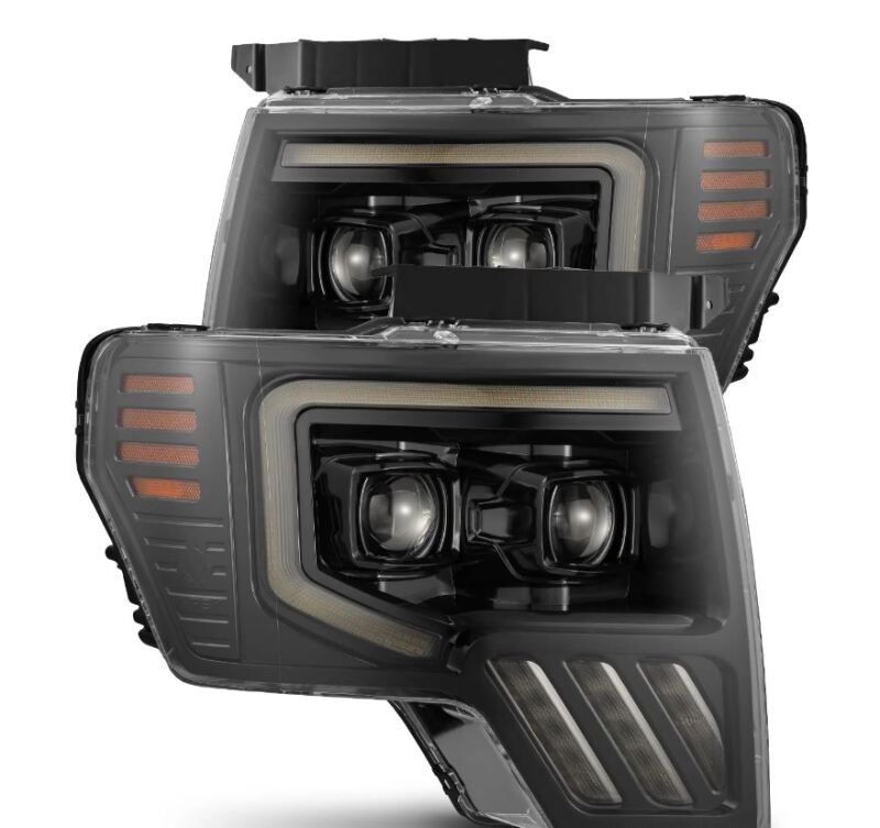 AlphaRex 09-14 Ford F-150 PRO-Series Projector Headlights Black w/Activation Light Seq Signal SB DRL Headlights AlphaRex