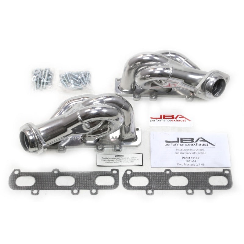 JBA 11-17 Ford Mustang 3.7L V6 1-5/8in Primary Silver Ctd Cat4Ward Header Headers & Manifolds JBA