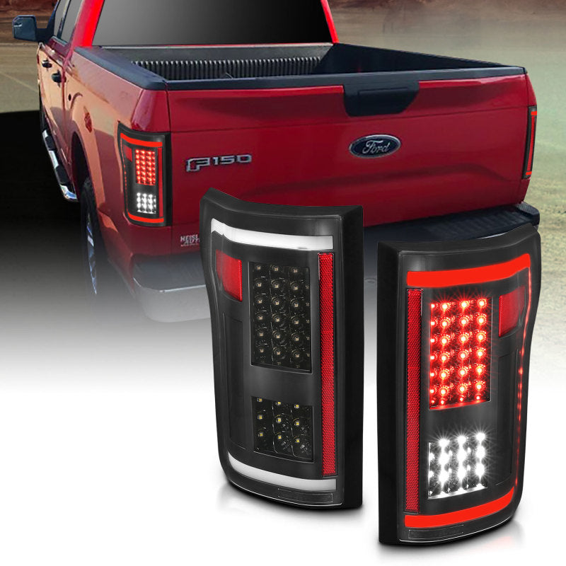ANZO 2015-2017 Ford F-150 LED Taillights Black Tail Lights ANZO