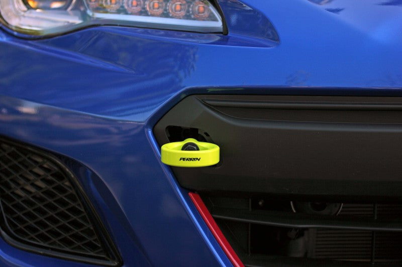 PERRIN 18-21 Subaru WRX & STI / 13-25 BRZ / 17-20 Toyota 86 Tow Hook Kit (Front) - Neon Yellow Tow Hooks Perrin Performance