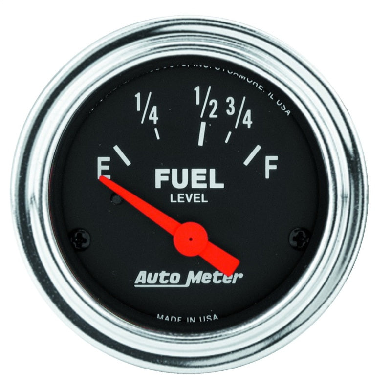 AutoMeter Gauge Fuel Level 2-1/16in. 16 Ohm(e) to 158 Ohm(f) Elec Traditional Chrome Gauges AutoMeter