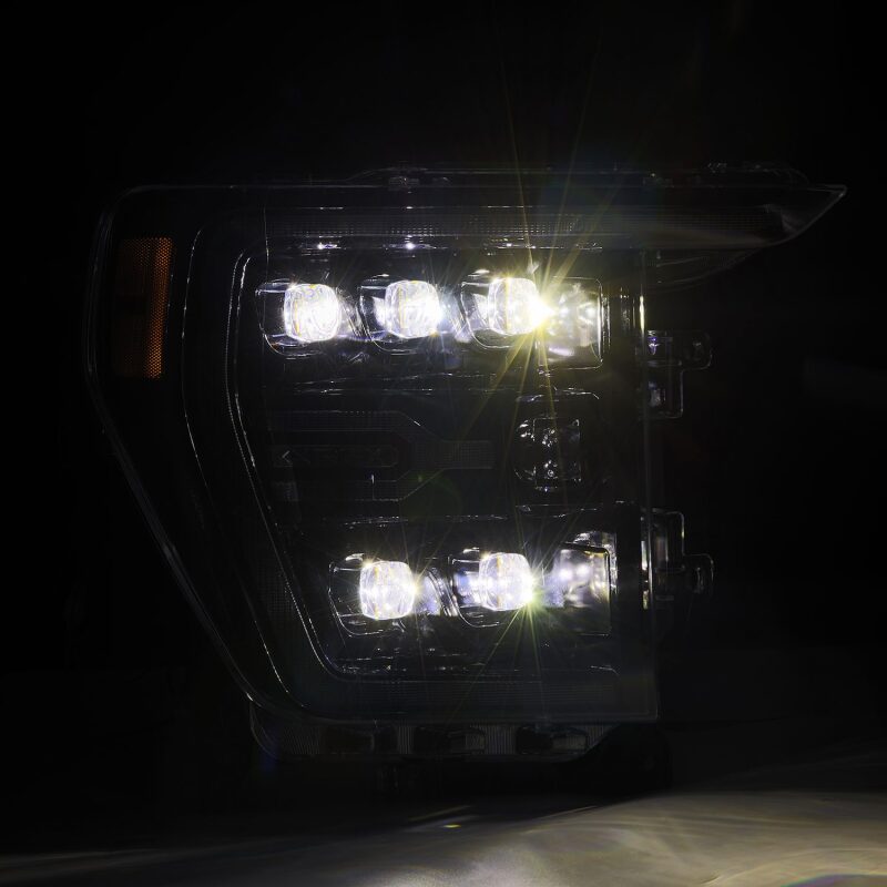 AlphaRex 21-22 Ford F-150 NOVA LED Proj Headlights Plank Style Alpha Blk w/Activ Light/Seq Signal Headlights AlphaRex