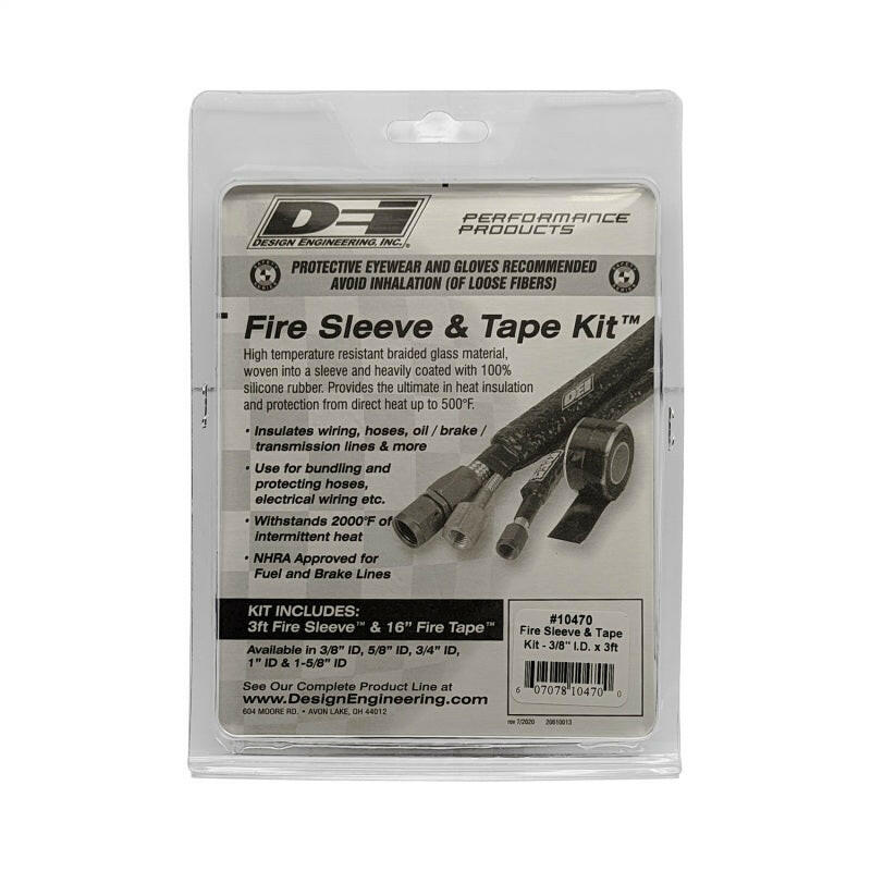 DEI Fire Sleeve and Tape Kit 3/8in I.D. x 3ft Thermal Sleeves DEI