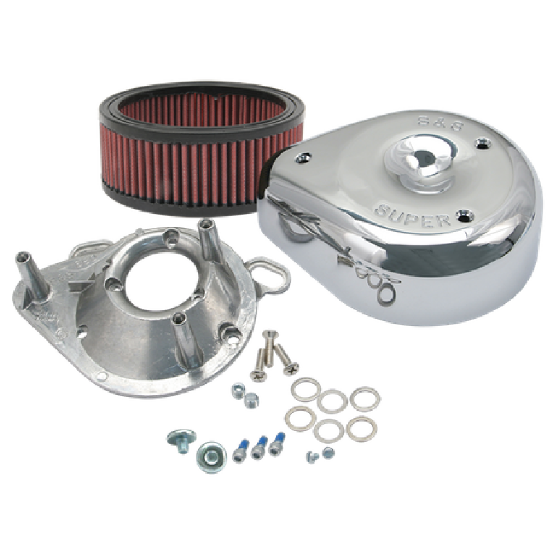 S&S Cycle 95-16 BT w/ S&S Single Bore TB Teardrop Air Cleaner Kit Chrome Cover Air Intake Components S&S Cycle