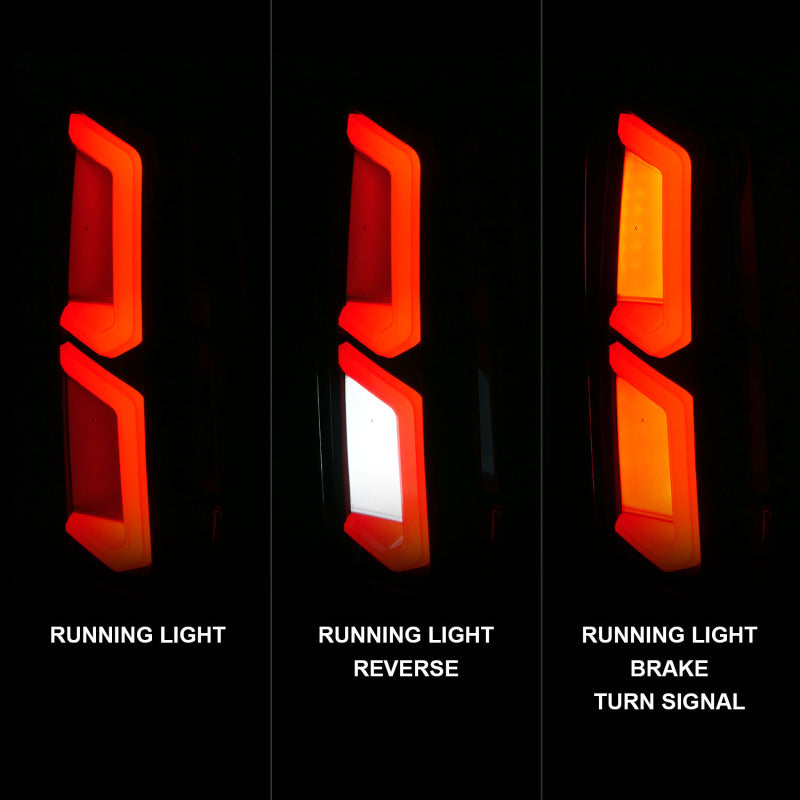 ANZO 2015-2020 Chevrolet Tahoe LED Tail Lights w/ Light Bar Black Housing Clear Lens Tail Lights ANZO