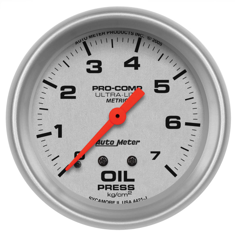 Autometer Ultra-Lite 66.7mm METRIC 0-7 Kg/CM 2 Oil Pressure Mechanical Gauge Gauges AutoMeter