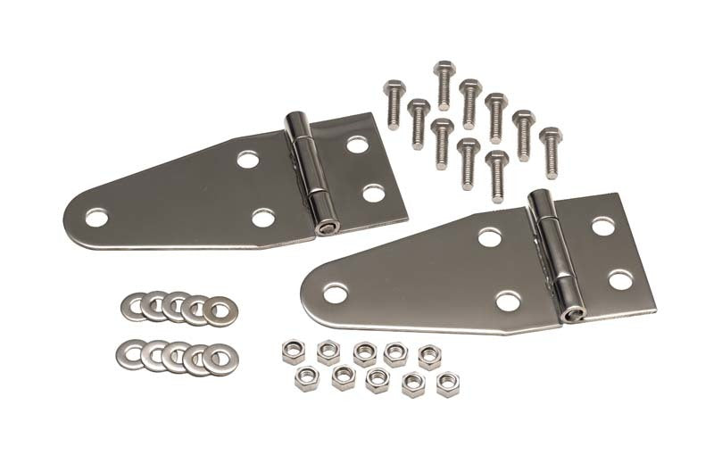 Kentrol 55-95 Jeep CJ/Wrangler YJ Hood Hinge Pair - Polished Silver Hoods Kentrol