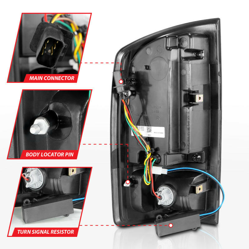 ANZO 2002-2006 Dodge Ram 1500 LED Tail Lights w/ Light Bar Black Housing Smoke Lens Tail Lights ANZO